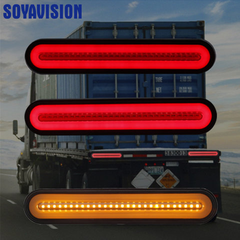 2 PCS Waterproof 12V 24 Truck LED Tail Light Rear Lamp Stop Reverse Safety Indicator Fog Lights for Trailer Truck Car Taillights ► Photo 1/5