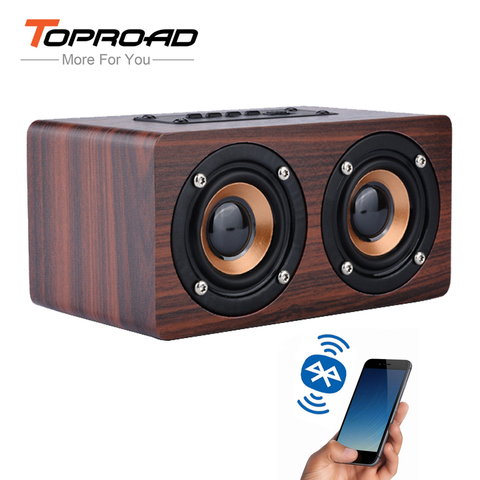 TOPROAD Wooden Wireless Bluetooth Speaker Portable HiFi Shock Bass Altavoz TF caixa de som Soundbar for iPhone Sumsung Xiaomi ► Photo 1/6