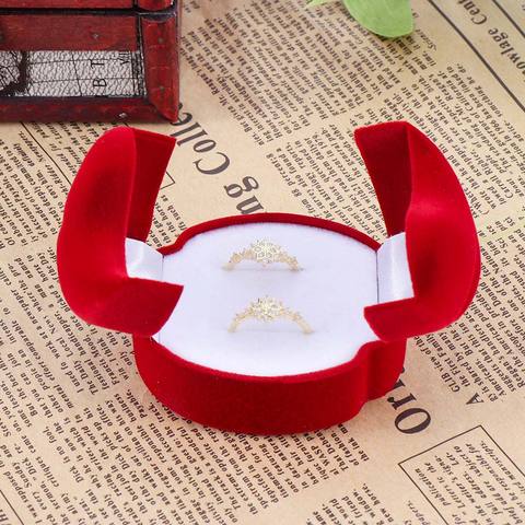 Exquisite Velvet Red Double-faced Jewelry Gift Box Wedding Party Ring Display Case ► Photo 1/6