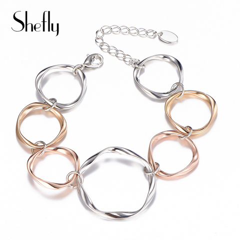 Simple Circles Women Bracelets & Bangles Gold  Mix Color Jewelry Pulseira Feminina Geometric Bracelet Trendy Jewelry Gifts ► Photo 1/6