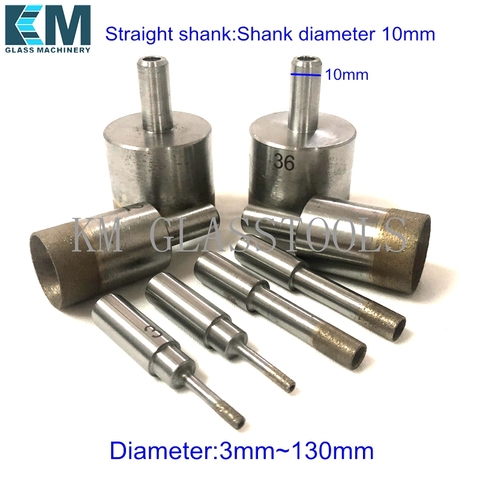 Free Shipping! Straight shank glass sintered diamond core drill bits Diameter:3~130MM. Shank diameter 10mm. ► Photo 1/6
