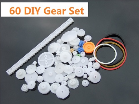 60 pcs/lot Plastic Gear Set DIY Rack Pulley Belt Worm Single Double Gears Free Shipping Russia ► Photo 1/4