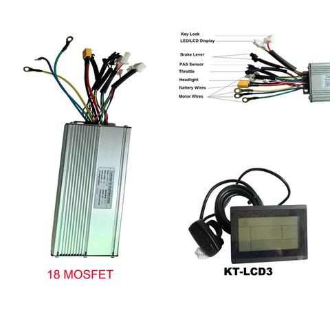 Ebike 45A 48V 1500W/2000W DC Brushless Bicycle 18 Mosfet  Electric motor Controller with KT LCD3 diplay  panel ► Photo 1/6