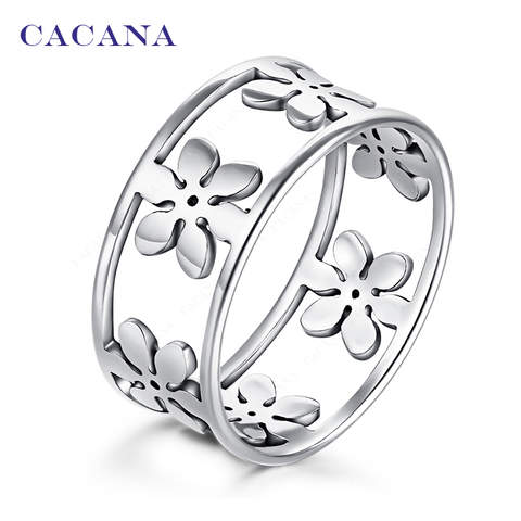 CACANA Stainless Steel Rings For Women Five Petals Fashion Jewelry Wholesale NO.R77 ► Photo 1/6