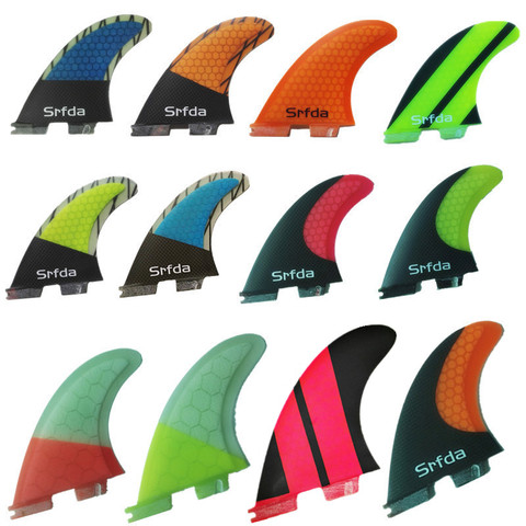srfda Free shipping SURFBOARD FINS THRUSTER SET BLUE FCS II G5 NEW SURF FIN SKEG fiberglass with carbon fins M size ► Photo 1/6