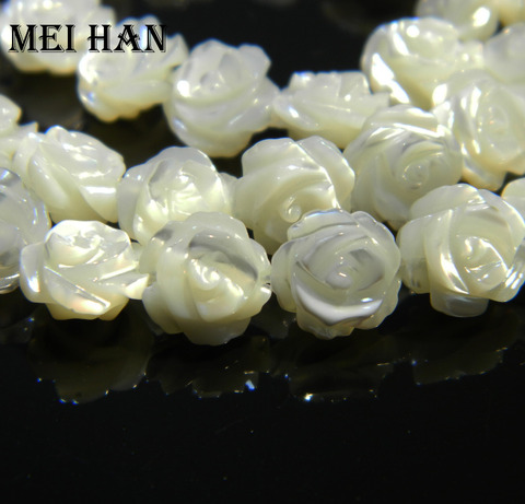 Natural (25 beads/set) white shell beads rose carved handmake fashion stone for jewelry making design DIY bracelet necklace gift ► Photo 1/2