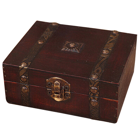 NOCM Wooden Vintage Lock Treasure Chest Jewelery Storage Box Case Organiser Ring Gift ► Photo 1/3