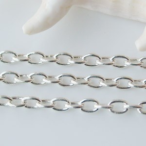 Solid 925 Sterling Silver Oval Cable Chain Loose Rope Link for Jewelry Diy Components and Findings, 1 meter ► Photo 1/1
