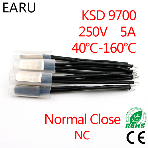 2PCS KSD9700 250V 5A Bimetal Disc Temperature Switch N/C Normal Close NC Thermostat Thermal Protector 40~135 Degree Centigrade ► Photo 1/6