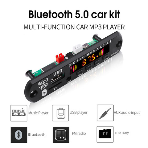 KEBIDU Wireless Bluetooth 5.0 MP3 WMA Decoder Board Car MP3 Player Audio USB TF FM Radio Module 5V 12V Remote Control For Car ► Photo 1/6
