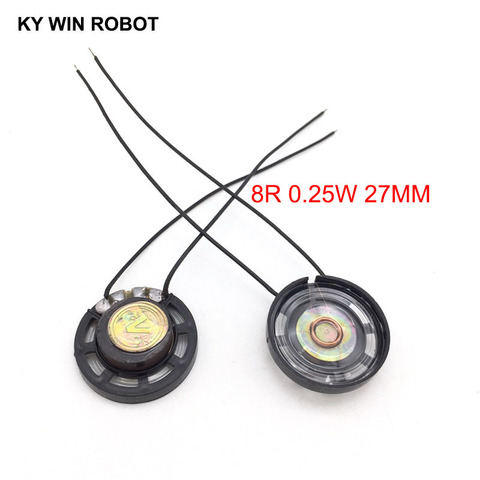 2pcs/lot New Ultra-thin Toy-car horn 8 ohms 0.25 watt 0.25W 8R speaker Diameter 27MM 2.7CM With Wire ► Photo 1/6