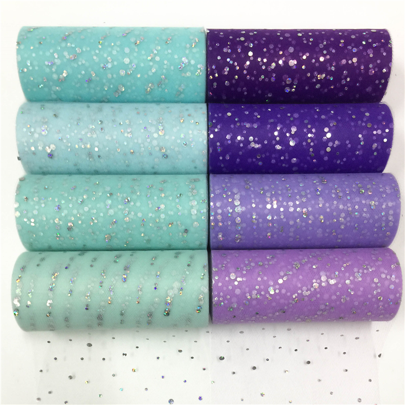 Party Supplies Crafts Star Decor Tulle Rolls Textile Fabric Glitter Sequin 