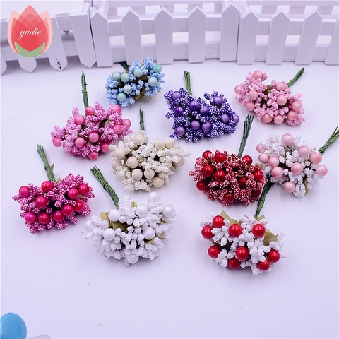 10pcs Foam Silk Stamen Handmade Artificial Berry Flowers Wedding Decoration DIY Wreath Gift Box Scrapbooking Craft Fake Flowers ► Photo 1/6