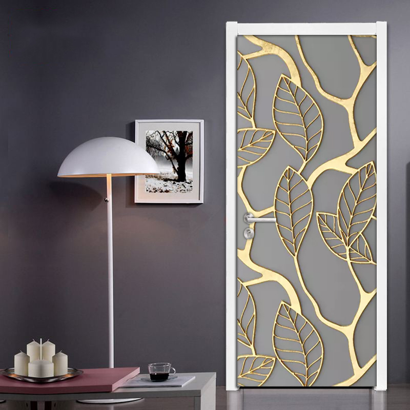 2pcs 3D Wood Waterproof Self-adhesive Wall Decal Door Sticker Bedroom Decor 