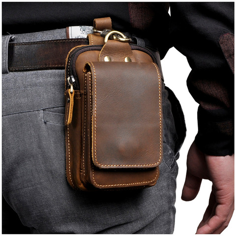 Fashion Quality Leather Small Summer Pouch Hook Design Waist Pack Bag Cigarette Case 6