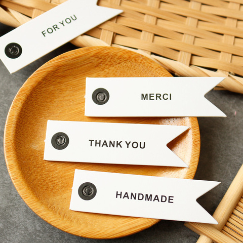 100pcs Thank You White Paper Tags DIY Wedding Gift Tags Card Merci Handmade Craft Paper Tag Label Birthday Party Gift Wrapping ► Photo 1/6