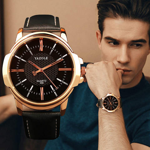 YAZOLE Mens Watches Top Brand Luxury Men Watch Fashion Leather Men's Watch Unique Design Clock erkek kol saati relogio masculino ► Photo 1/6
