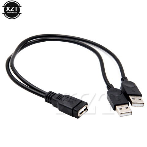 1pc USB 2.0 Female A to Double Dual USB Male Extra Power Data Y Extension Cable ► Photo 1/4