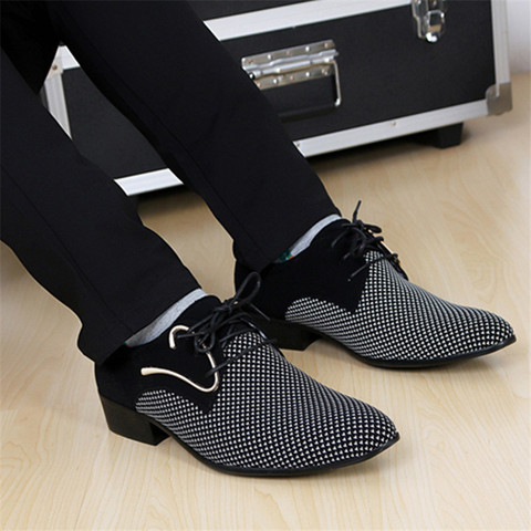 Mens Leather Concise Shoes Men's Business Dress Pointy Plaid Black Shoes Breathable Formal Wedding Basic Shoes Men 2022 loafers ► Photo 1/6