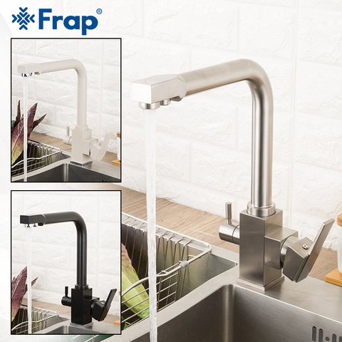 Frap Filter Kitchen Faucet Drinking Water Single Hole Black Hot and cold Pure Water Sinks Deck Mounted Mixer Tap Y40103/-1/-2 ► Photo 1/6