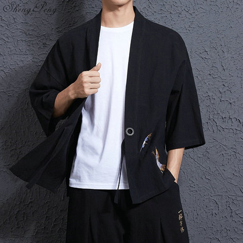 Traditional japanese mens clothing mens yukata japan kimono men traditional chinese blouse chinese top Q034 ► Photo 1/1