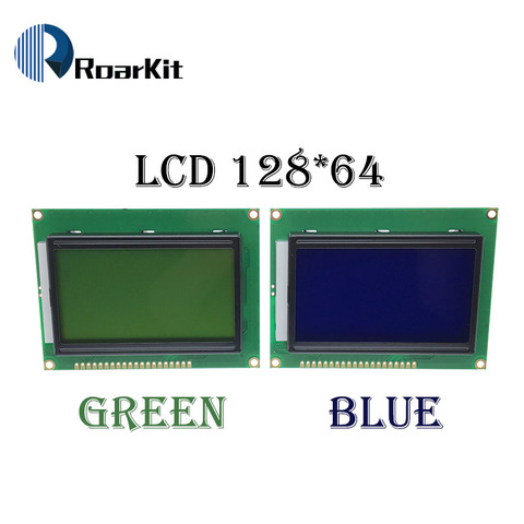 128*64 DOTS Yellow Green LCD module 5V blue screen 12864 LCD with backlight ST7920 Parallel port for arduino raspberry pi ► Photo 1/6