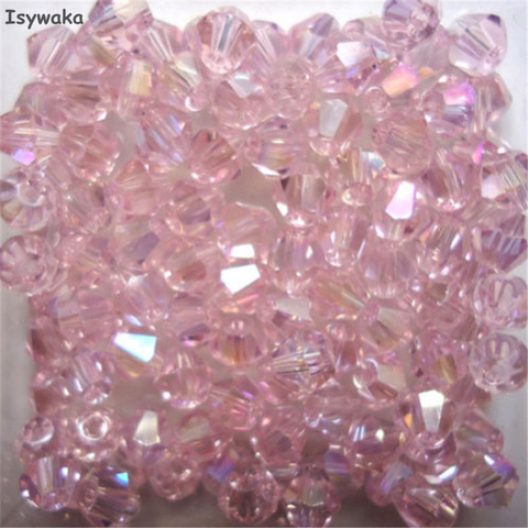 Isywaka Sale Pink Colors 100pcs 4mm Bicone Austria Crystal Beads charm Glass Beads Loose Spacer Bead for DIY Jewelry Making ► Photo 1/5