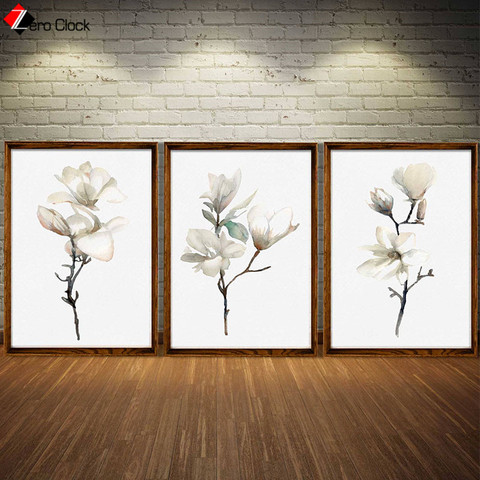 Magnolia Print Canvas Painting Minimalist Wall Art White Flower Poster Gift For Women Fl Room Decor Unframed Alitools - Magnolia Wall Decor Painting