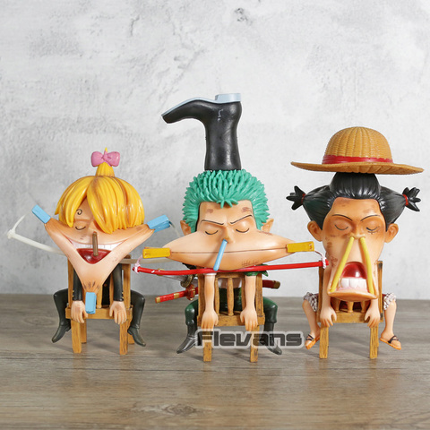 3 Unids/set One Piece Monkey D Luffy Roronoa Zoro Sanji Funny Face