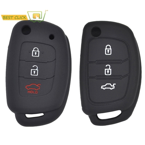 Silicone Car Key Case For Hyundai Elantra Tucson i40 i20 i10 iX35 iX45 Creta Santa fe H-1 Cover Keyless Remote Fob 3 Button ► Photo 1/6