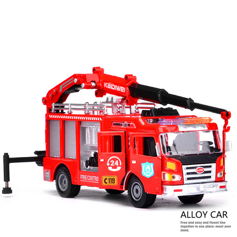 Alloy Diecast Fire Engine Truck Fire Rescue 1:50 Safe Protect Vehicle Model with Hook Collection Gift for Kids Hobby Toys ► Photo 1/6