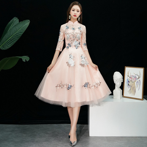 Lady Party Dress Oriental Women's Lace Cheongsam Chinese Style Elegant Long Qipao Sexy Slim Wedding Gowns Vestidos XS-XXXL ► Photo 1/6