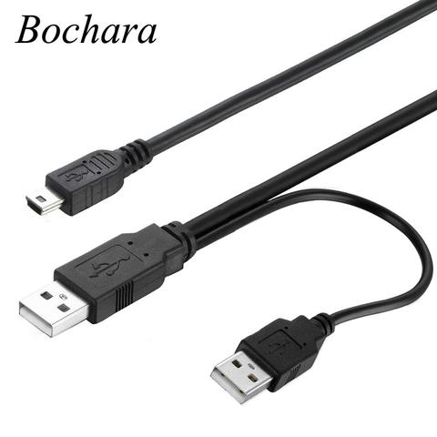 Bochara 2 in 1 USB2.0 Type A Male to Mini 5P Male Data Cable+USB Male to Male Power Cable Y Splitter For HDD MP3 MP4 Camera ► Photo 1/6