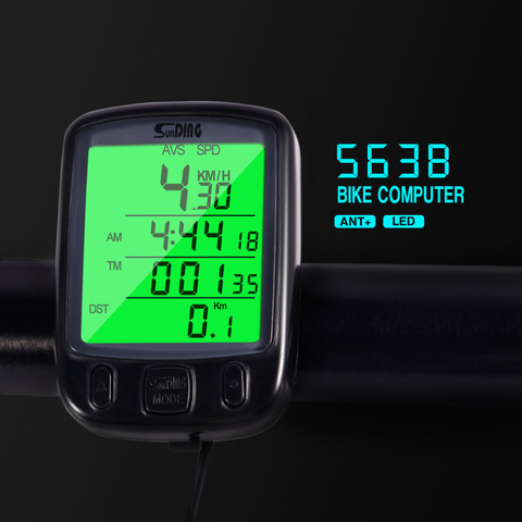 Sunding SD 563A Bike Computer Waterproof Bicycle Odometer LCD Display Cycling Speedometer with Green Backlight ► Photo 1/6