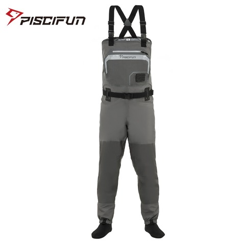 Piscifun Fishing Waders 3-Layer Polyester Breathable Waterproof Stocking Foot Fly Fishing Chest Waders Pants ► Photo 1/6