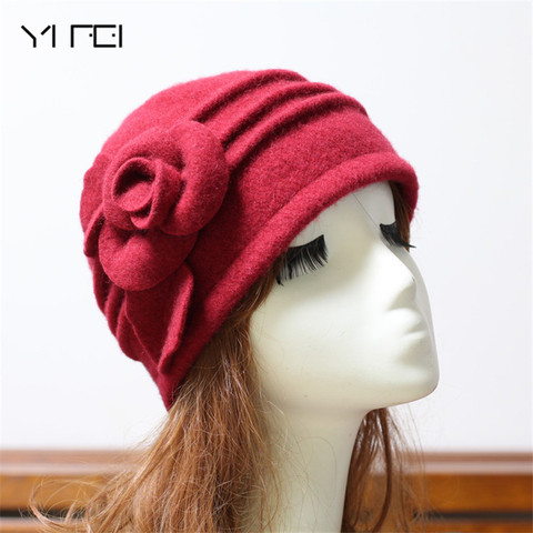 2022 Women Fedoras 100% Pure Wool Dome Winter Hat For Women Floral Casual Brand Warm Lady Autumn Floppy Soft Girl Fedoras ► Photo 1/6