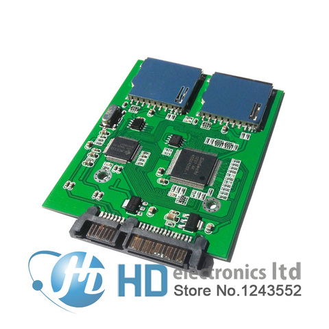 2 Port Dual SD SDHC Secure Digital MMC Memory Card to 7+15P SATA Serial ATA Converter Adapter ► Photo 1/1