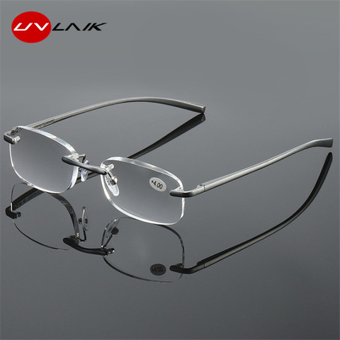 UVLAIK Frameless Reading Glasses Women Men Lens Round Rimless