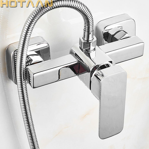 Free shipping Polished Chrome Finish New Wall Mounted shower faucet Bathroom Bathtub Handheld Shower Tap Mixer Faucet  YT-5336 ► Photo 1/6