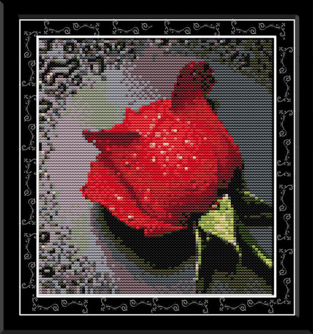 Rose with dew cross stitch kit flower 18ct 14ct 11ct count printed canvas stitching embroidery DIY handmade needlework ► Photo 1/1