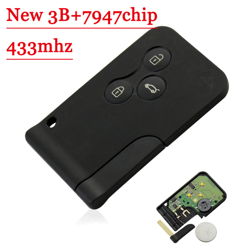 Free shipping new type 3 Buttons 434Mhz pcf7947 Chip Remote Card Key Smart Key For Renault Megane Scenic 2003-2008 ► Photo 1/4