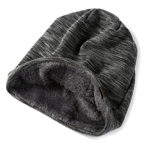 Winter Warm Knit Beanie Thick Hat Men String Hip Hop Cap Soft Comfortable Men's Skullies Bonnet Ear Cap ► Photo 1/1