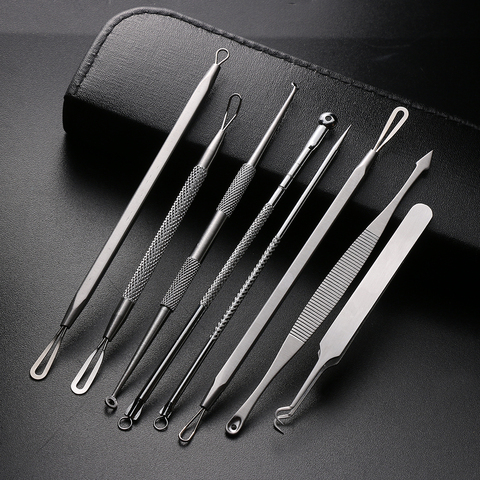 Hot Sale  Stainless Steel Extractor Blackhead Remover Needles Acne Pimple Blemish Treatments Face Skin Care Sets Beauty Tools ► Photo 1/6