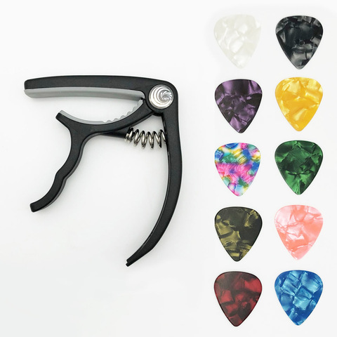 SLOZZ Guitar Pick and Capo for Acoustic Electric Guitarra Mediator Accessories 0.46 0.71 0.96 mm Thickness - 10 Picks + 1 Capo ► Photo 1/6