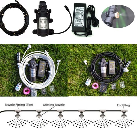 6M~18M Black Garden water mist spray with Pump and Power Adapter for flowers plant greenhouse garden irrigation misting system ► Photo 1/6