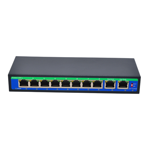 1 Uplink Power Over Ethernet Switch 4,5+/7,8- Support 12V 24V 48V 9 Port 10/100Mbps 8 POE Port ► Photo 1/5