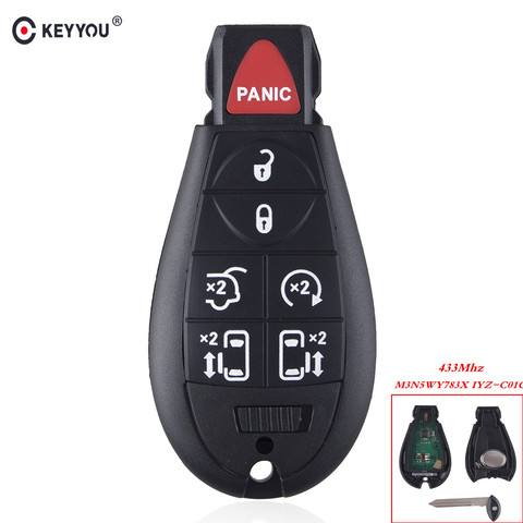 KEYYOU 7 6+1 Buttons Car Remote Control Key M3N5WY783X IYZ-C01C Fob 433Mhz For Dodge Caravan Chrysler Town & Country Jeep ► Photo 1/6