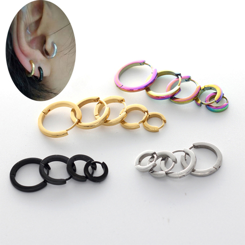 1 piece Stainless Steel Ear Circle Earrings For Men Women Spherical Anti-allergic Ear Buckle Hoop Earrings Hip hop punk Jewelry ► Photo 1/6