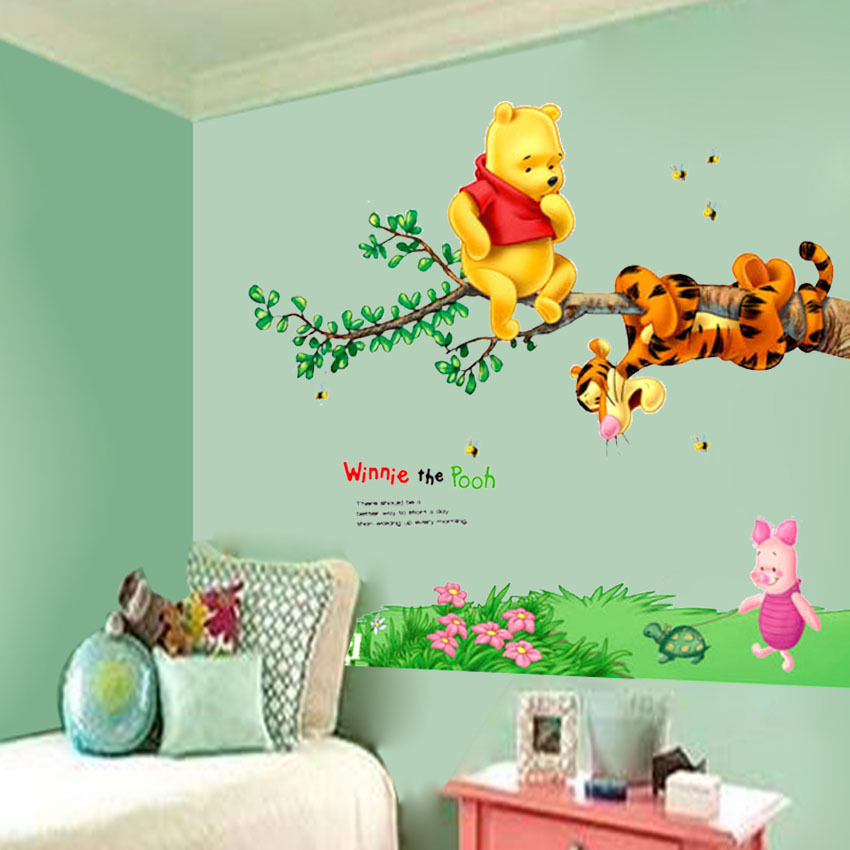 Nursery Decoration Wall Stickers Cute Cartoon Animals Measure Kids Room Decor 