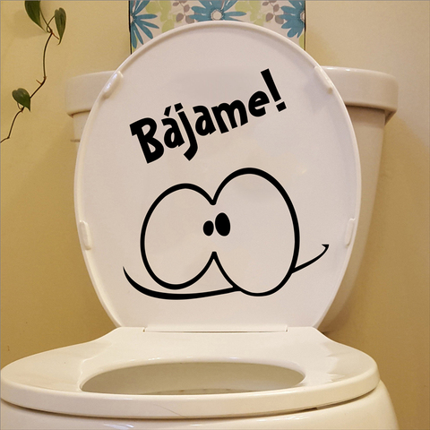Novelty Creative Funny Toilet Seat Decals Bathroom Decor , Spanish Toilet Seat Stickers Wall Mural Art Decoration ► Photo 1/6